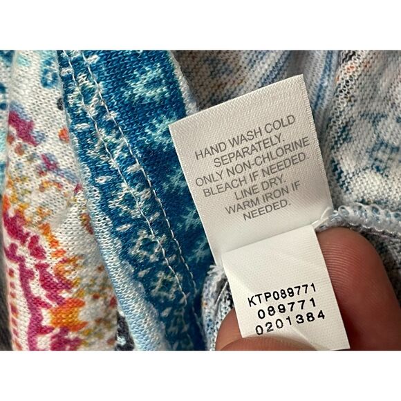 J. Jill Love Linen Women's S Blue Tank Top Medallion Print Wide Strap Minimalist - Picture 4 of 8